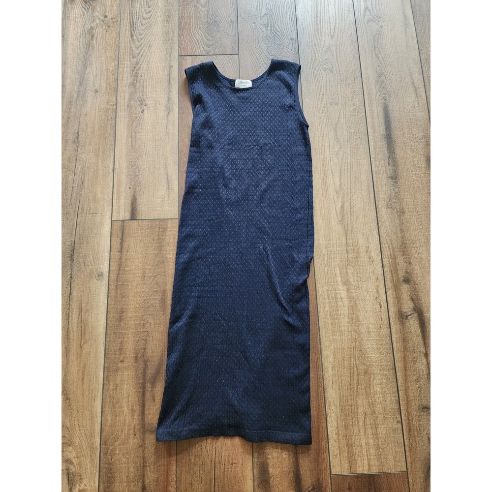 Carmen Marc Valvo Navy Blue Sleeveless‎ Knit Maxi Dress M/L